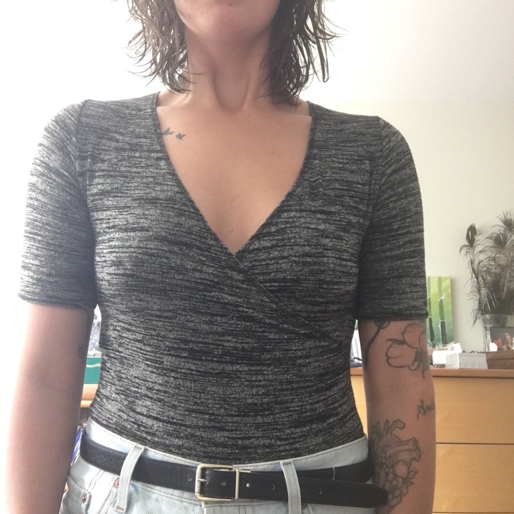 Grey body suit